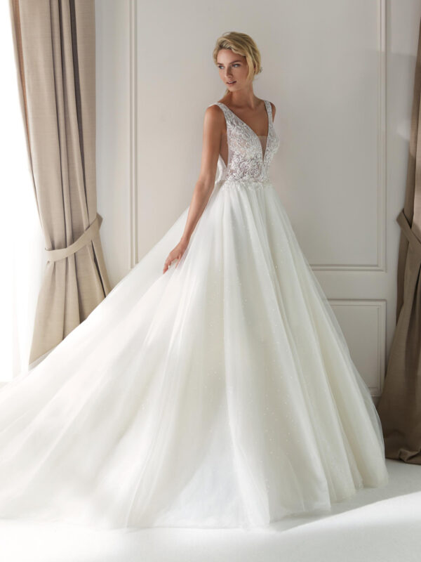 Goedkope trouwjurken Bruidspaleis outlet Nicole Milano Coab19222 prinses trouwjurk